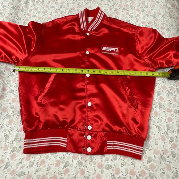 Vintage ESPN Pyramid Red Satin Bomber Jacket Size Medium (Unisex) - Picture 12 of 16